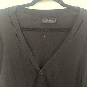 Men's Distressed Zadig & Voltaire Black silk and cotton blend Cardigan sz Small
